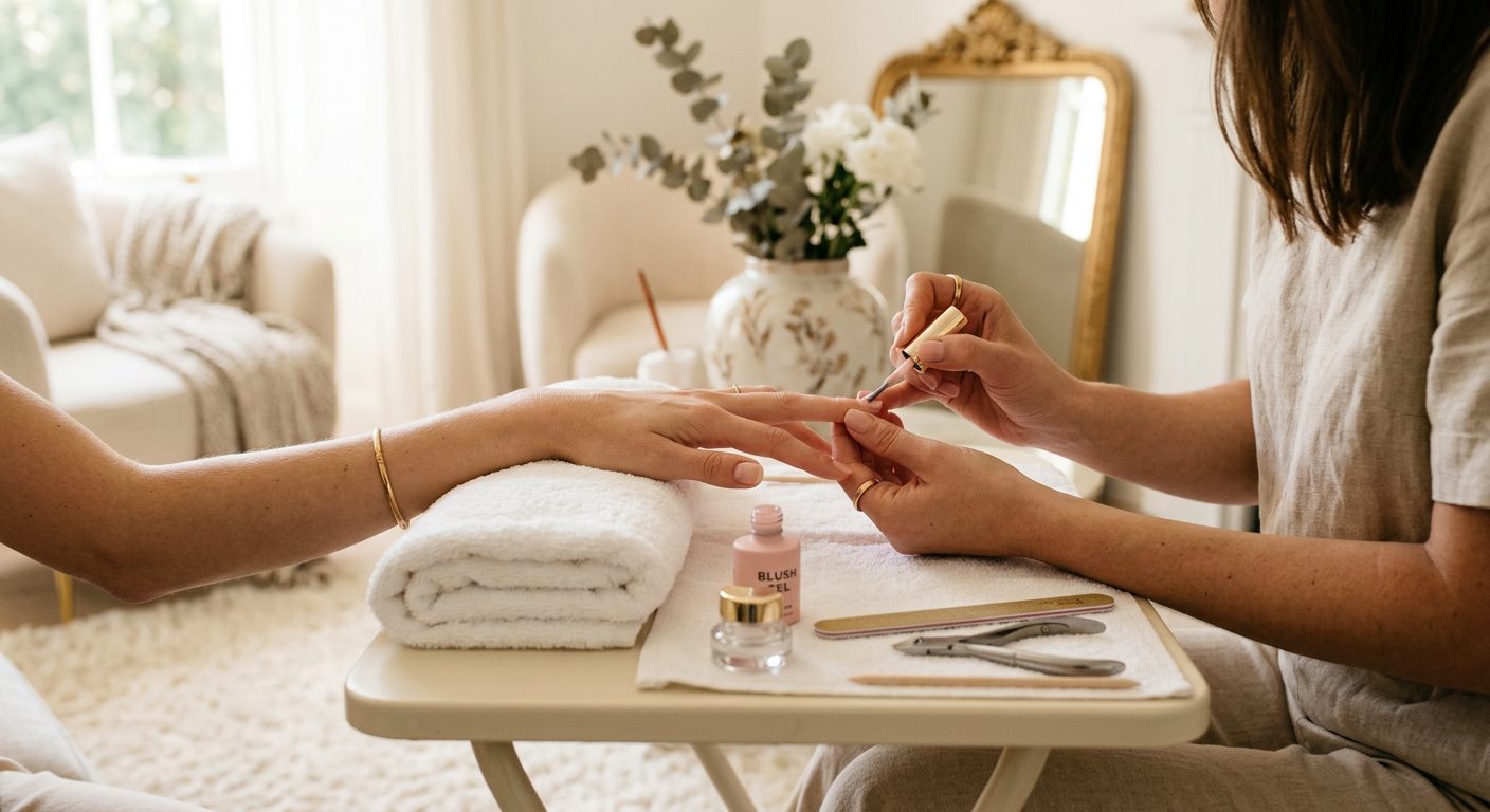 A manicure at a client's home